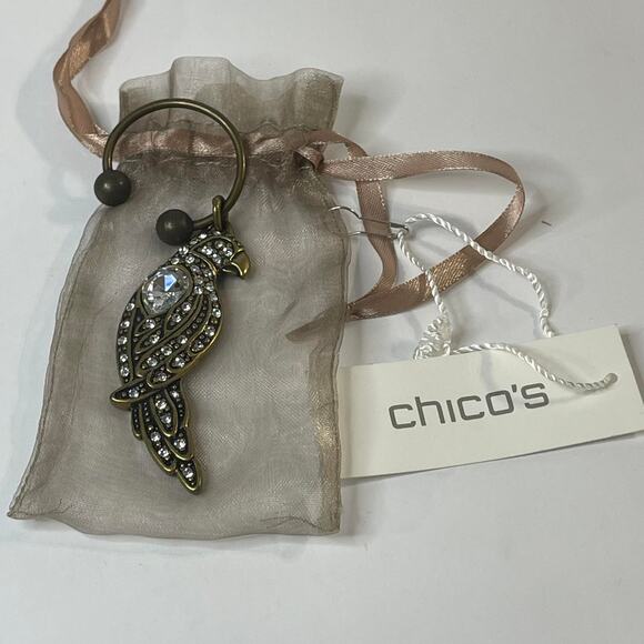 Chico's parrot key ring burnished gold tone accessory jewelry tags attached - Picture 3 of 10
